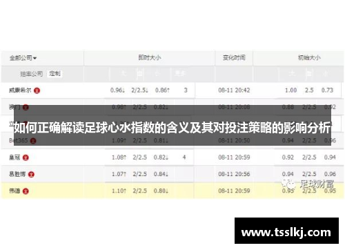 如何正确解读足球心水指数的含义及其对投注策略的影响分析
